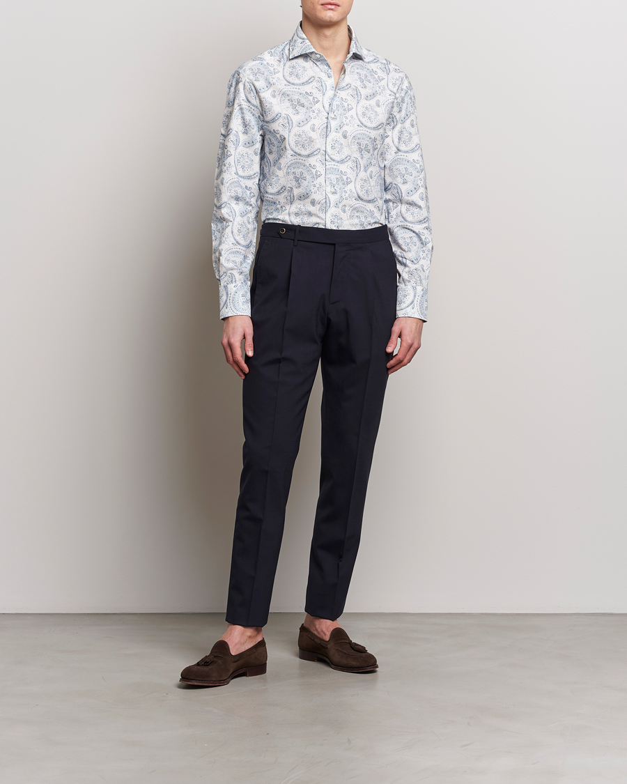Men | Shirts | Brunello Cucinelli | Slim Fit Paisley Shirt Light Blue