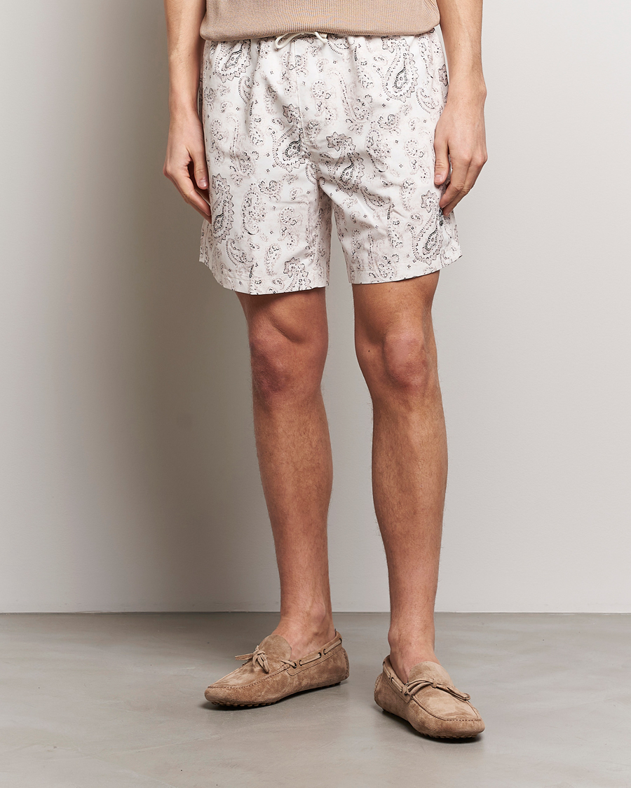 Men | Swimwear | Brunello Cucinelli | Paisley Swim Trunks Light Beige
