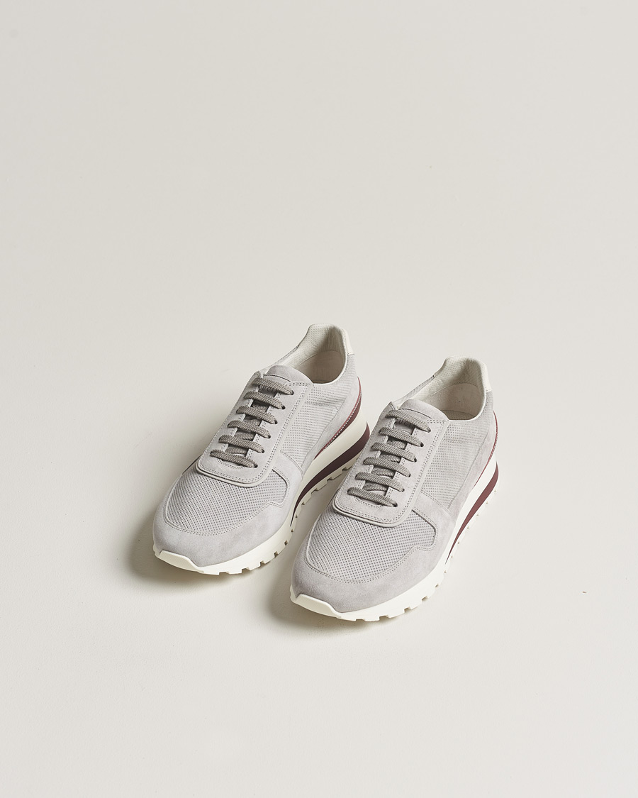 Herr | Skor | Brunello Cucinelli | Perforated Running Sneakers Grey Suede