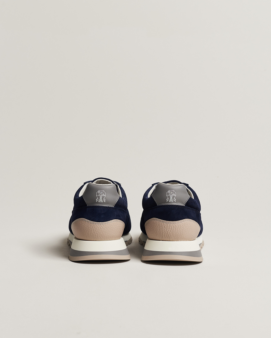 Men | Brunello Cucinelli Perforated Running Sneakers Navy Suede | Brunello Cucinelli | Perforated Running Sneakers Navy Suede