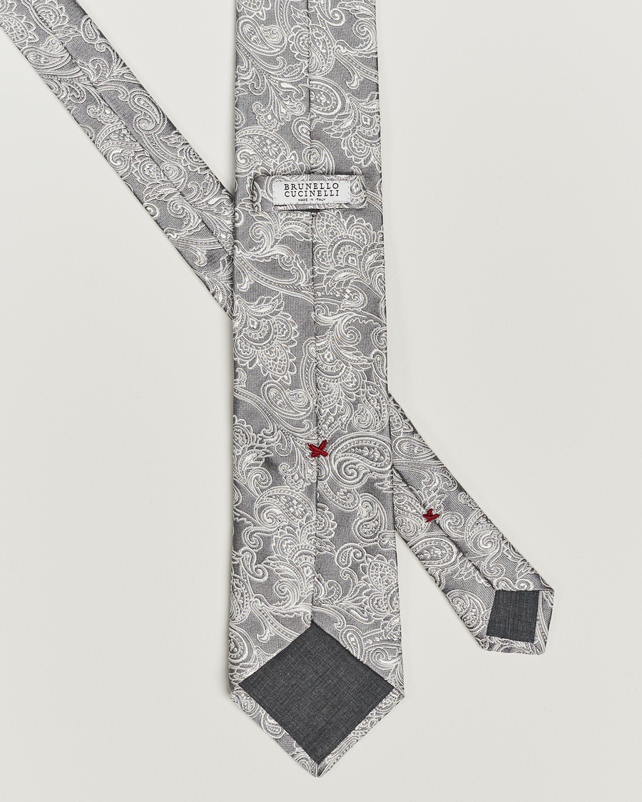 Men | Brunello Cucinelli Paisley Silk Tie Grey | Brunello Cucinelli | Paisley Silk Tie Grey