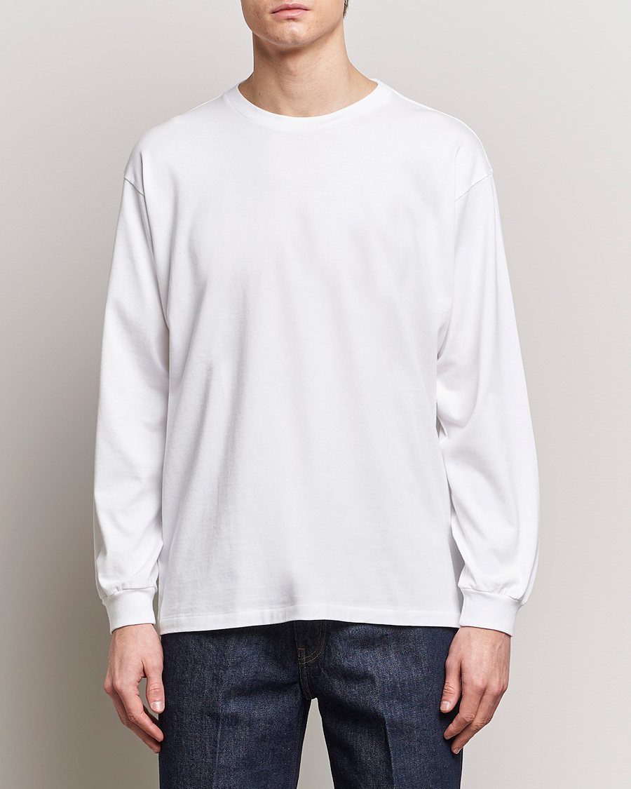 Men | T-Shirts | Auralee | Luster Plating Long Sleeve T-Shirt White