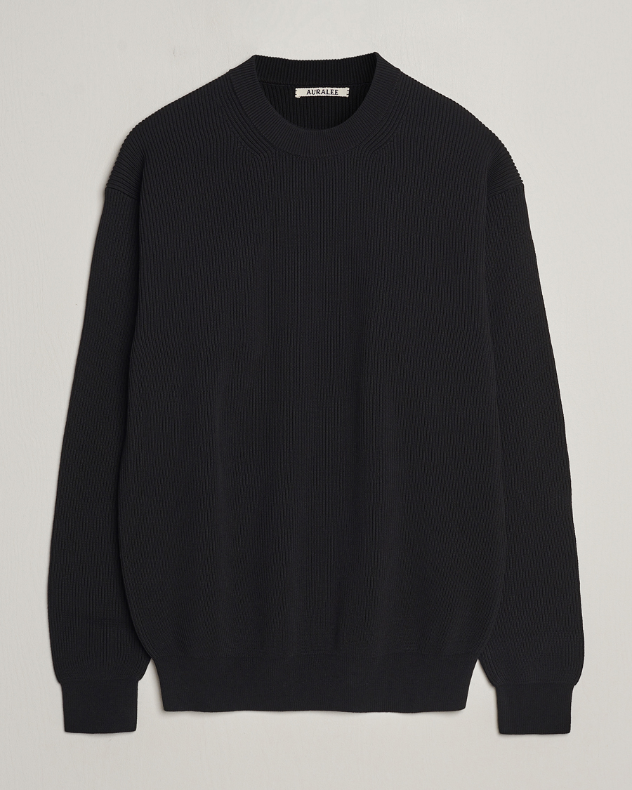 Men | Sweaters & Knitwear | Auralee | Hard Twist Rib Knit Pullover Black