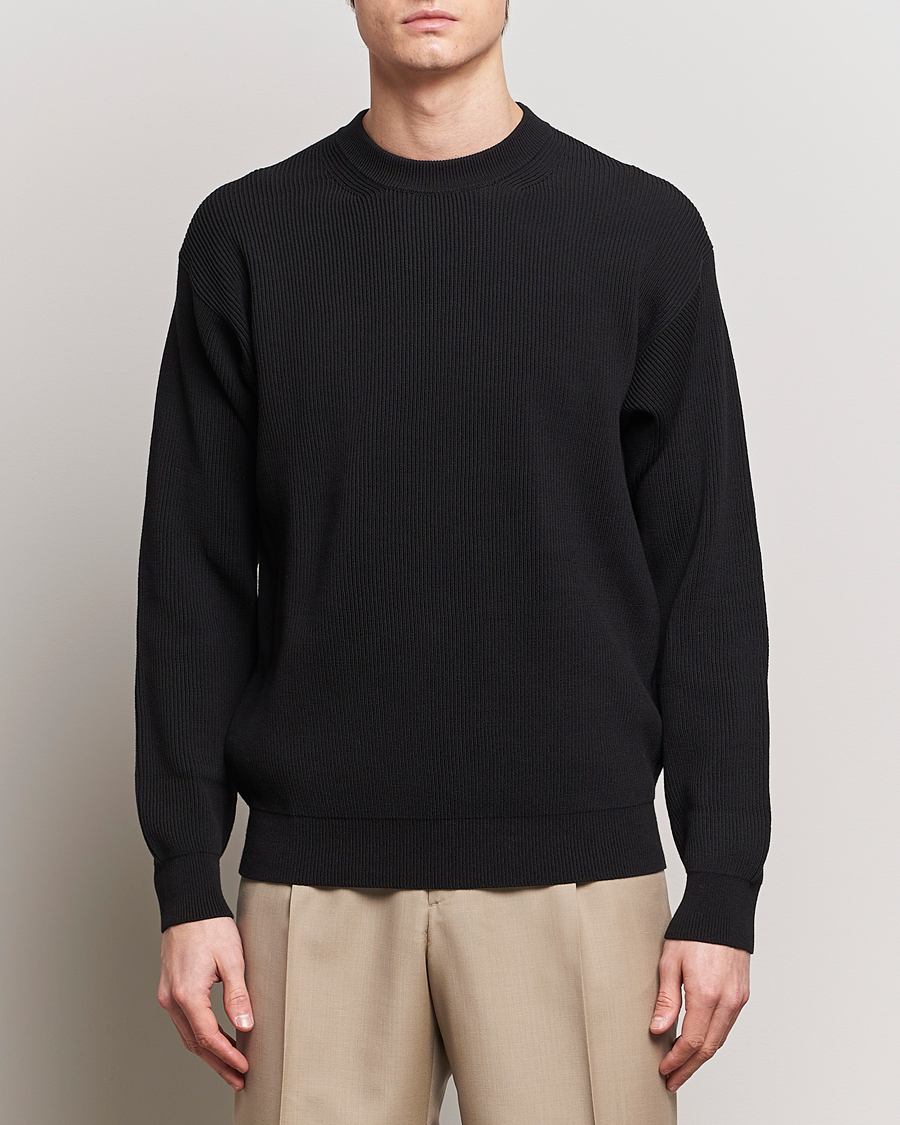 Men | Sweaters & Knitwear | Auralee | Hard Twist Rib Knit Pullover Black