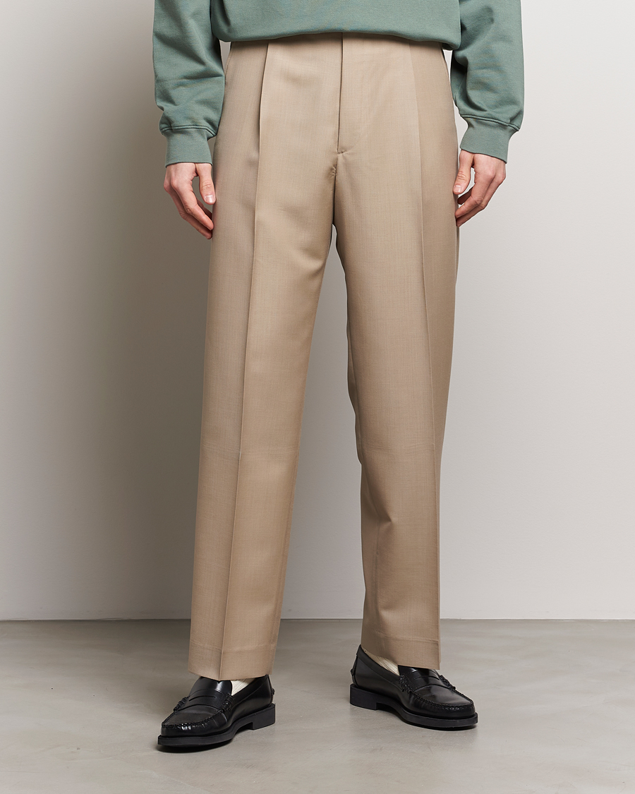 Men | Trousers | Auralee | Tropical Wool/Mohair Slacks Beige