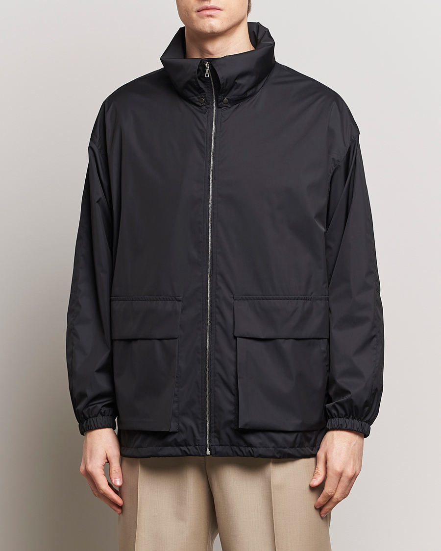 Men | Coats & Jackets | Auralee | Polyester Satin Zip Jacket Black
