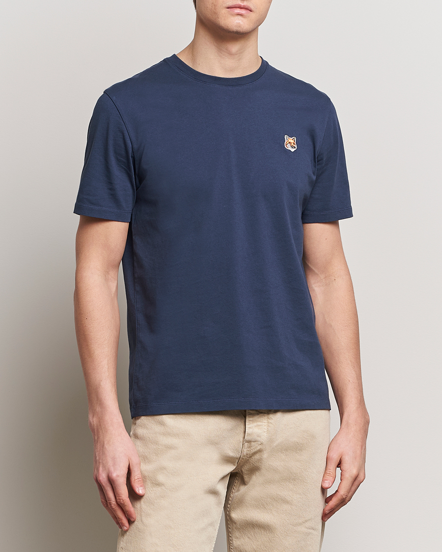 Men | Short Sleeve T-shirts | Maison Kitsuné | Fox Head T-Shirt Ink Blue