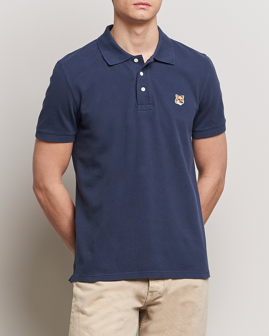 Maison Kitsuné Fox Head Polo Ink Blue at CareOfCarl.com