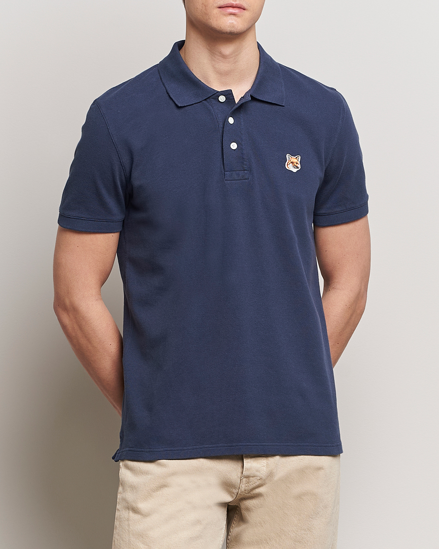 Men | Polo Shirts | Maison Kitsuné | Fox Head Polo Ink Blue