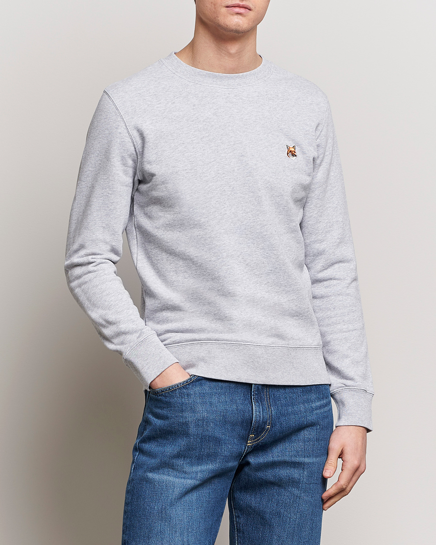 Men | Maison Kitsuné | Maison Kitsuné | Fox Head Sweatshirt Light Grey Melange