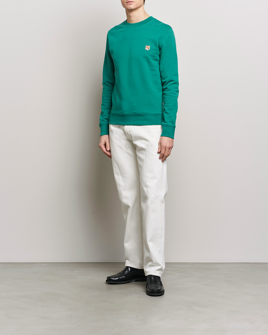 Men | Sweaters & Knitwear | Maison Kitsuné | Fox Head Sweatshirt Pine Green