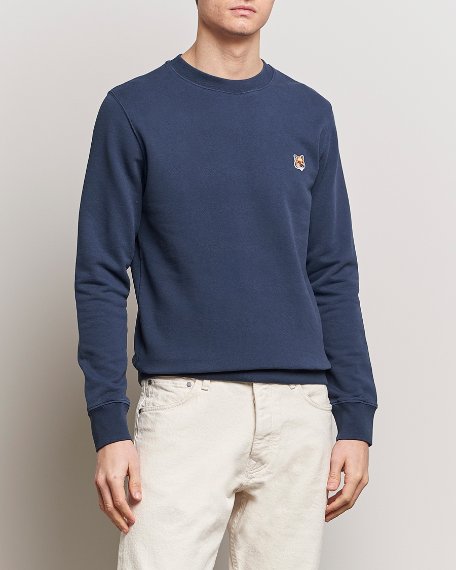 Men | Sweaters & Knitwear | Maison Kitsuné | Fox Head Sweatshirt Ink Blue