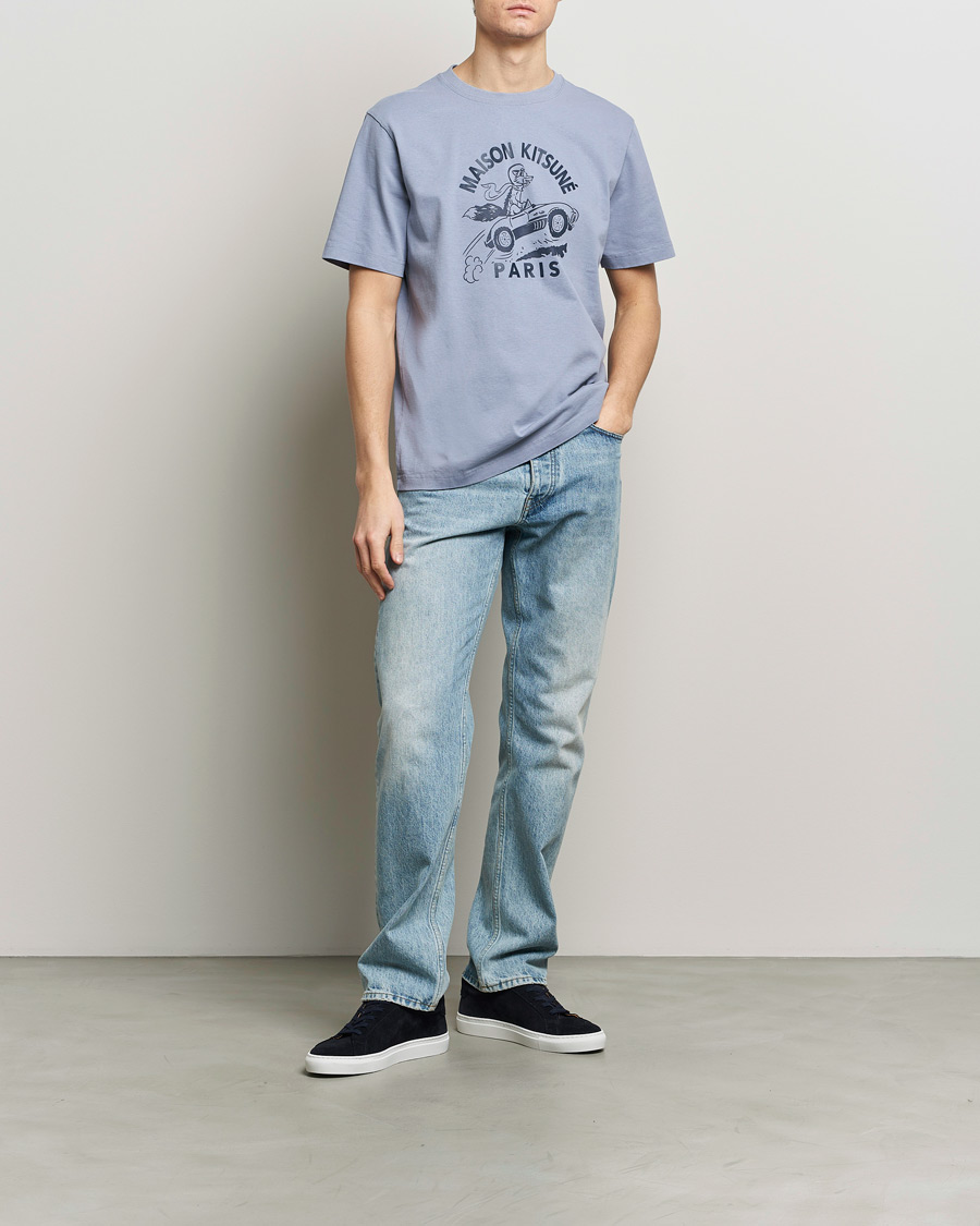 Men | T-Shirts | Maison Kitsuné | Racing Fox T-Shirt Duster Blue