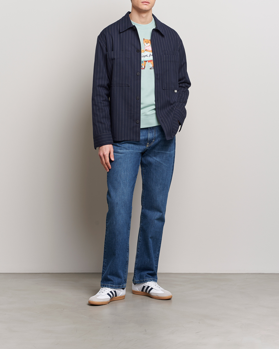 Men | Coats & Jackets | Maison Kitsuné | Pinstriped Overshirt Navy