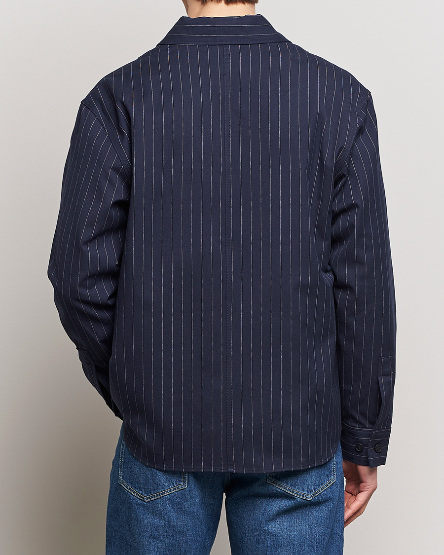 Men | Coats & Jackets | Maison Kitsuné | Pinstriped Overshirt Navy