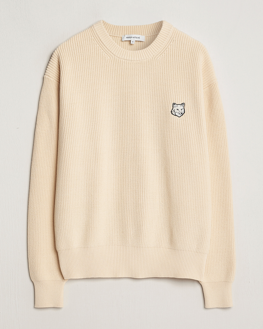 Men | Sweaters & Knitwear | Maison Kitsuné | Tonal Fox Ribbed Crew Neck Paper