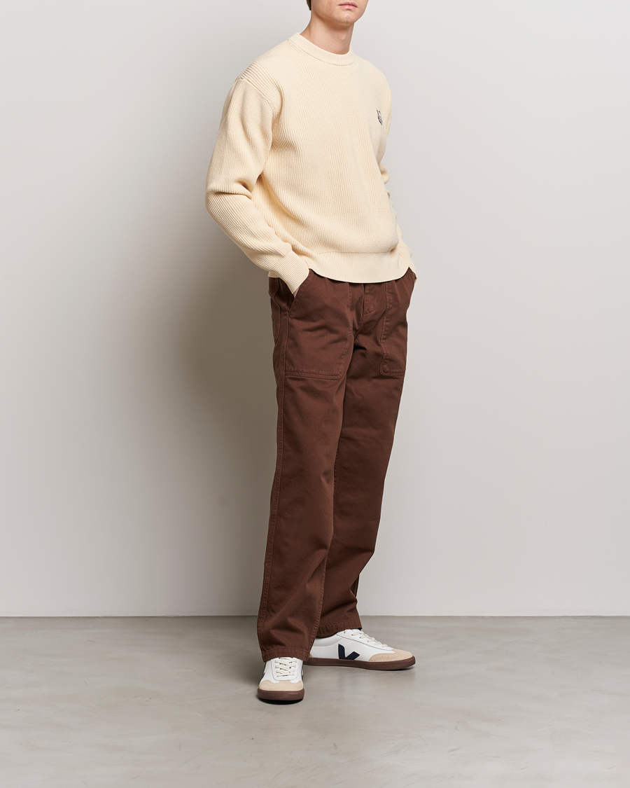 Men | Sweaters & Knitwear | Maison Kitsuné | Tonal Fox Ribbed Crew Neck Paper