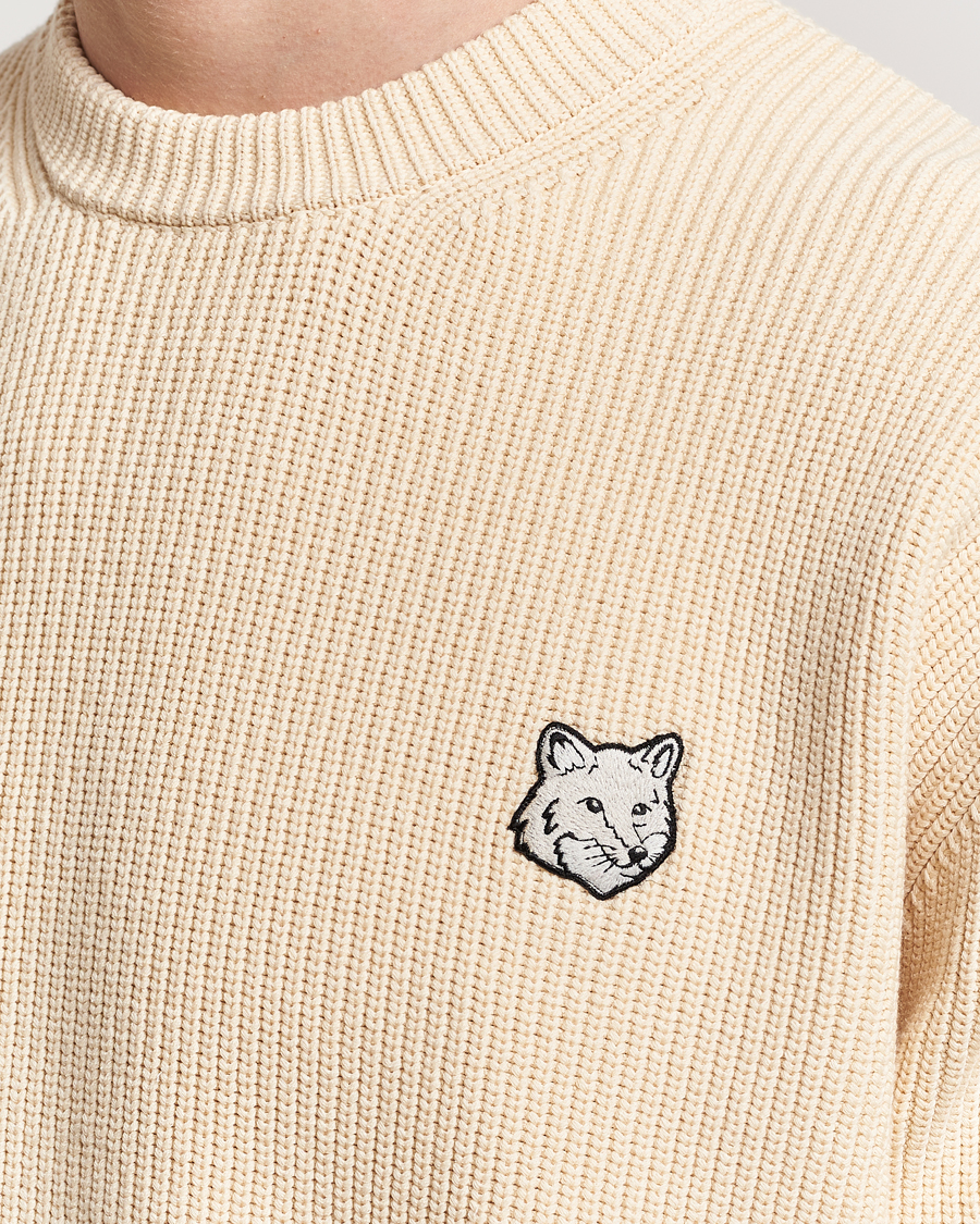 Men | Sweaters & Knitwear | Maison Kitsuné | Tonal Fox Ribbed Crew Neck Paper