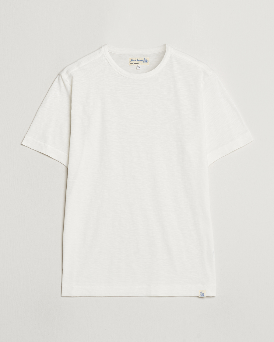 Men | T-Shirts | Merz b. Schwanen | Organic Pima Cotton Slub Crew Neck T-Shirt White