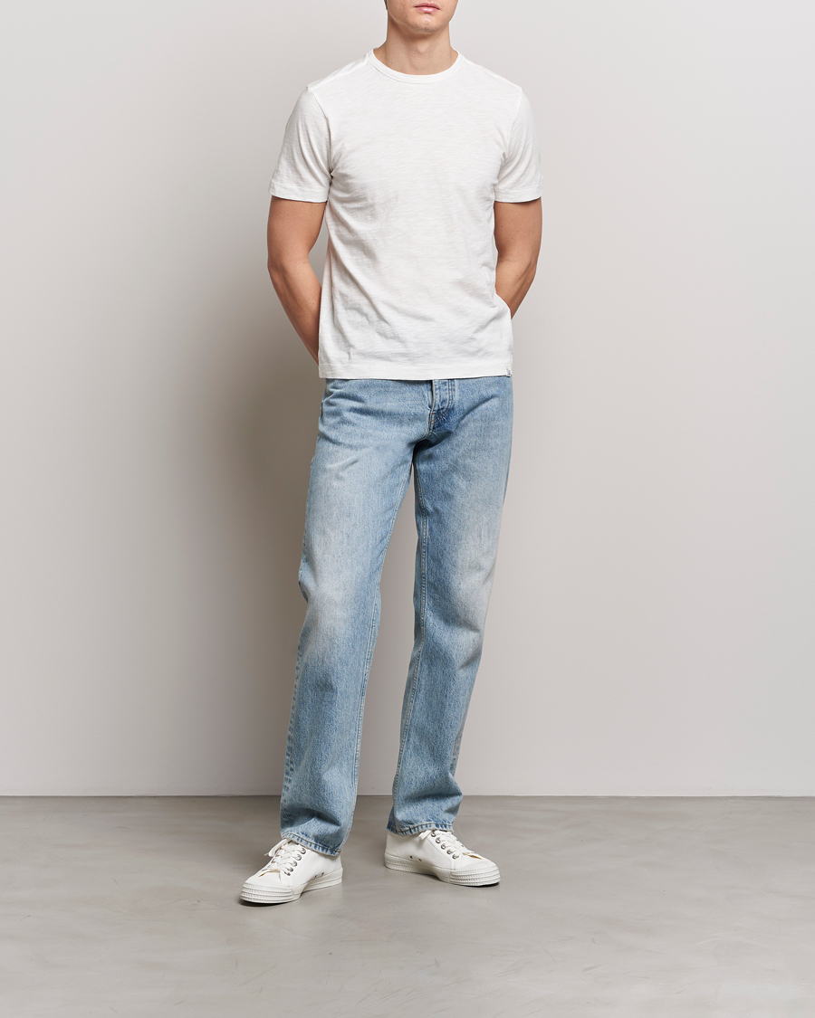 Men | T-Shirts | Merz b. Schwanen | Organic Pima Cotton Slub Crew Neck T-Shirt White