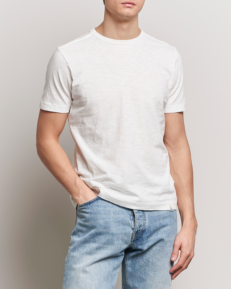 Men | White t-shirts | Merz b. Schwanen | Organic Pima Cotton Slub Crew Neck T-Shirt White