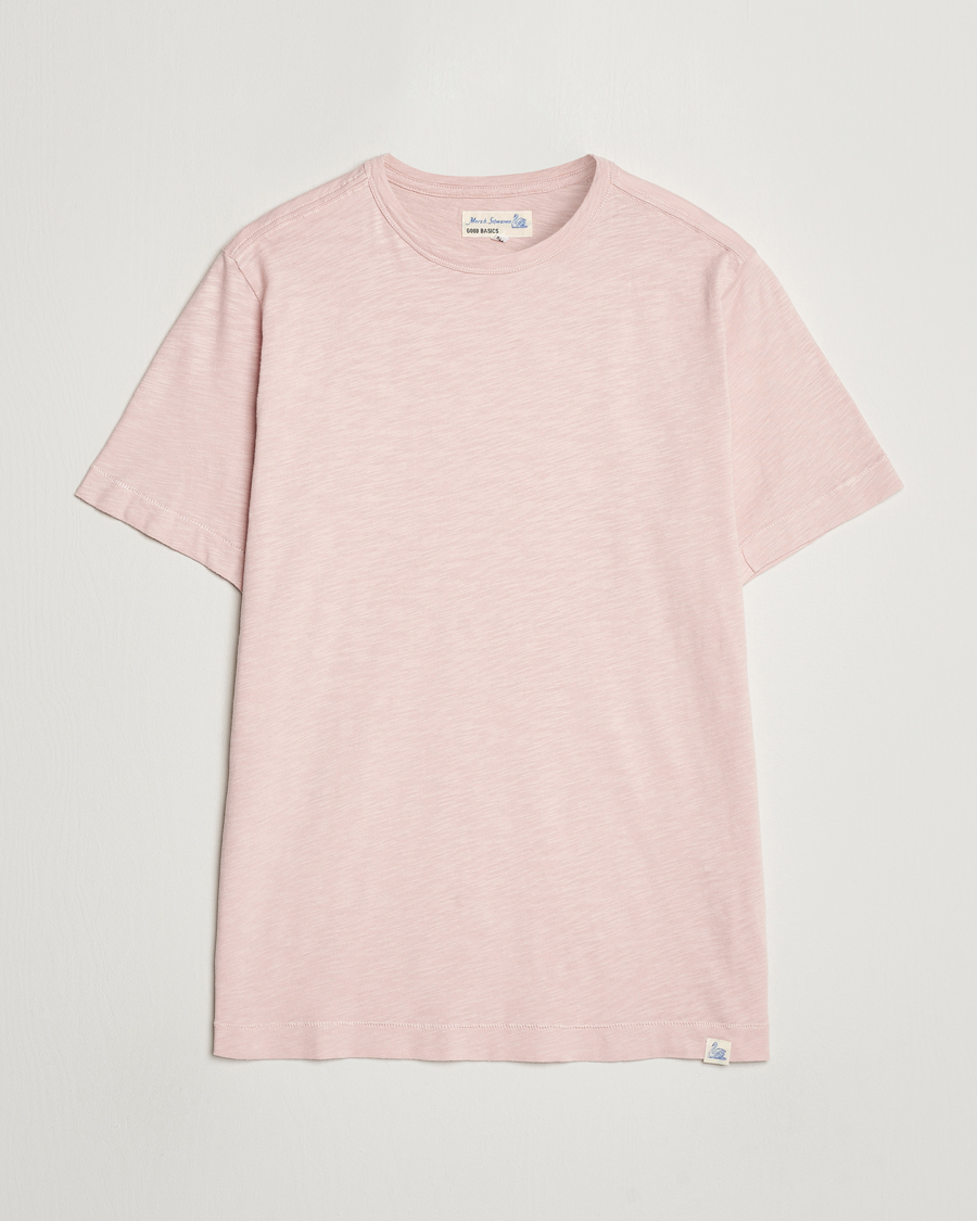 Men | T-Shirts | Merz b. Schwanen | Organic Pima Cotton Slub Crew Neck T-Shirt Dusted Pink