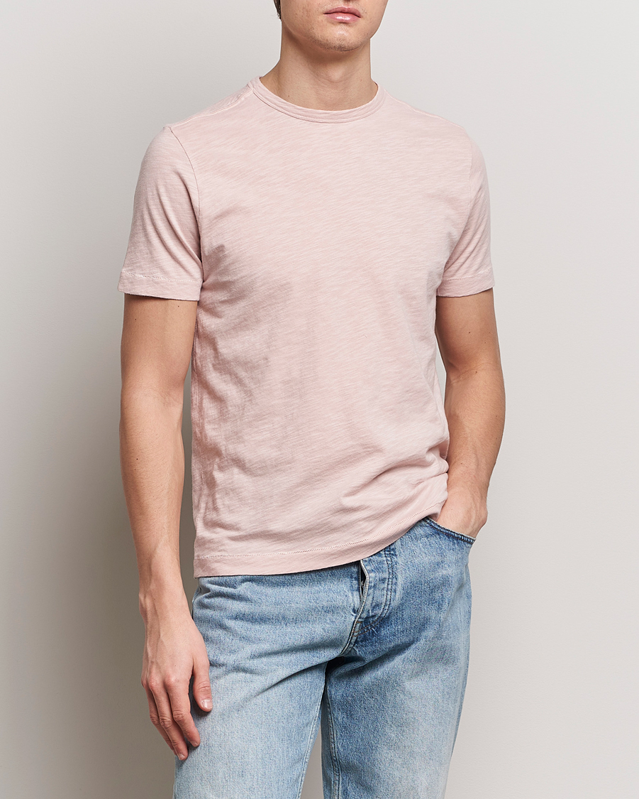 Men |  | Merz b. Schwanen | Organic Pima Cotton Slub Crew Neck T-Shirt Dusted Pink