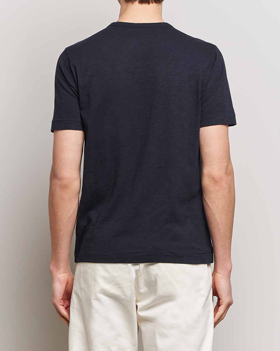 Men | T-Shirts | Merz b. Schwanen | Organic Pima Cotton Slub Crew Neck T-Shirt Dark Navy