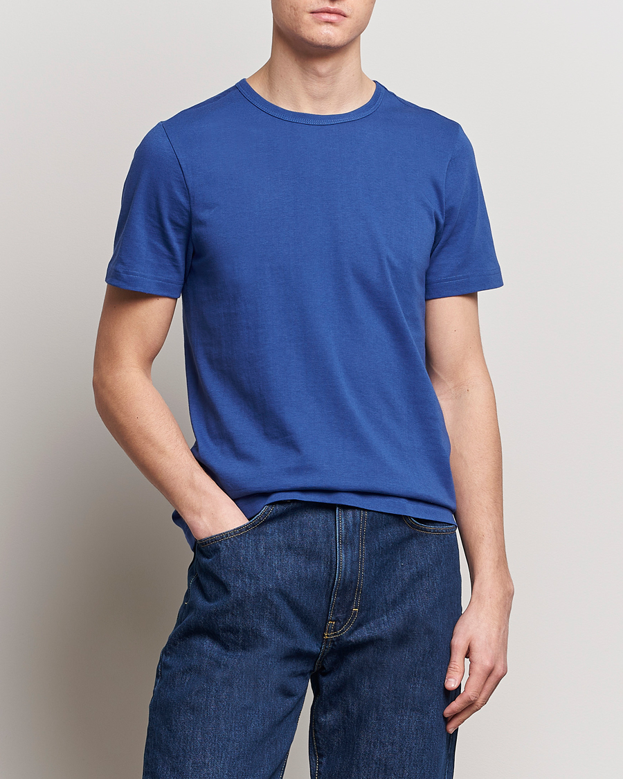 Men | Clothing | Merz b. Schwanen | 1950s Classic Loopwheeled T-Shirt Vintage Blue