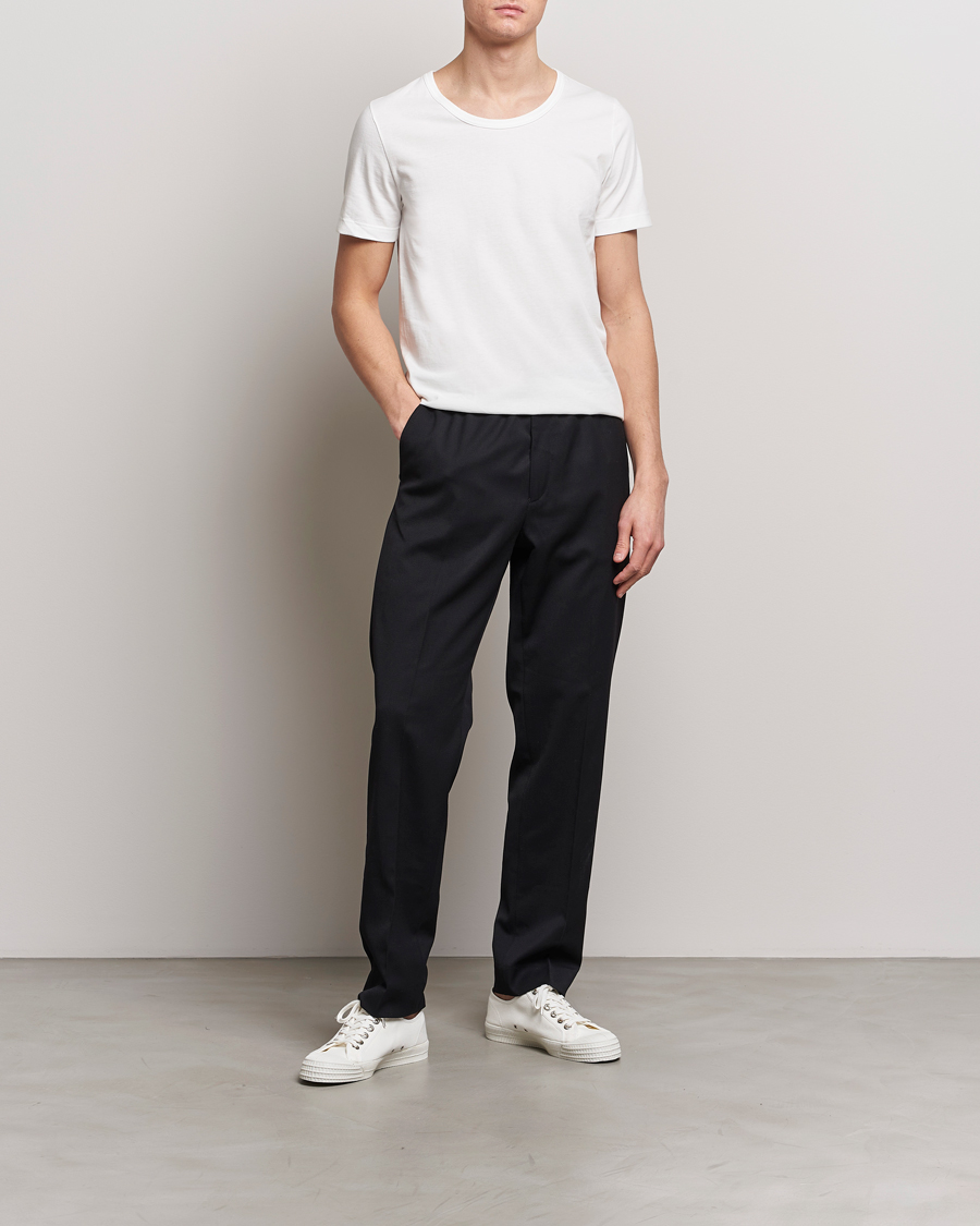 Men | T-Shirts | Merz b. Schwanen | 1970s Classic Loopwheeled V-Neck T-Shirt White