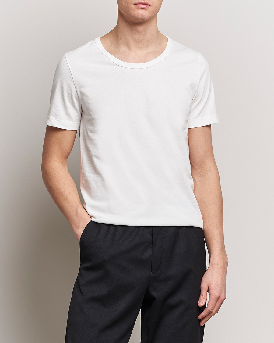 Men | Short Sleeve T-shirts | Merz b. Schwanen | 1970s Classic Loopwheeled V-Neck T-Shirt White