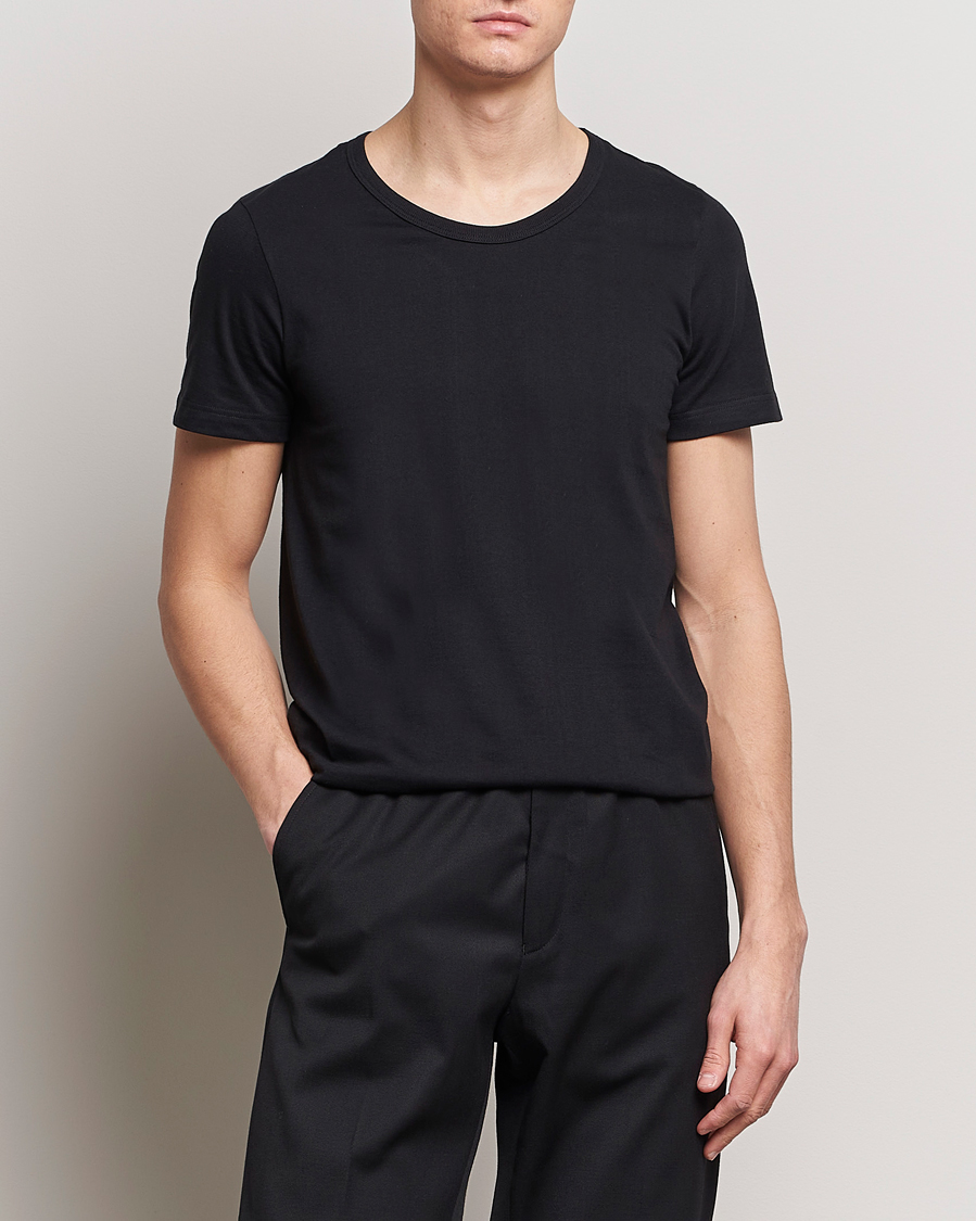 Men | T-Shirts | Merz b. Schwanen | 1970s Classic Loopwheeled V-Neck T-Shirt Black