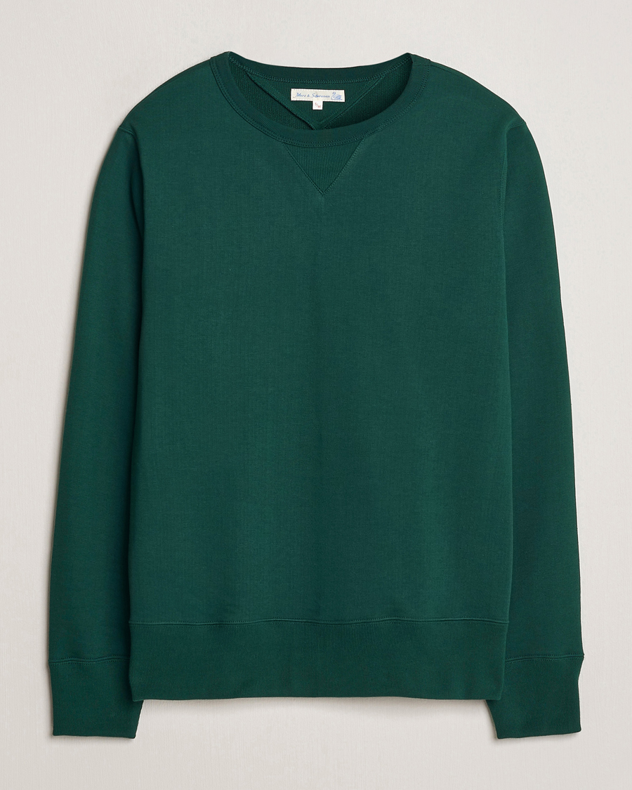 Men | Sweaters & Knitwear | Merz b. Schwanen | Organic Cotton Crew Neck Sweatshirt Classic Green