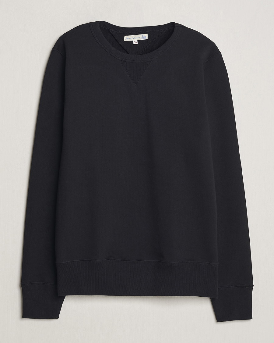 Men | Sweaters & Knitwear | Merz b. Schwanen | Organic Cotton Crew Neck Sweatshirt Black