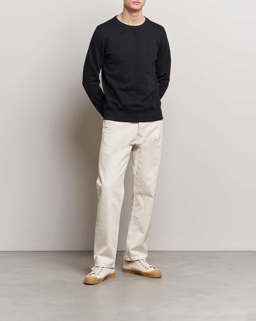 Men | Sweaters & Knitwear | Merz b. Schwanen | Organic Cotton Crew Neck Sweatshirt Black