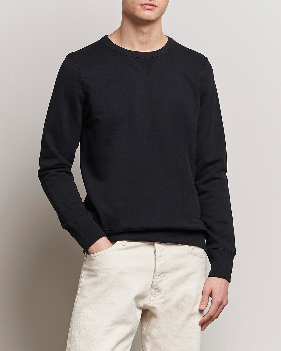 Men | Clothing | Merz b. Schwanen | Organic Cotton Crew Neck Sweatshirt Black