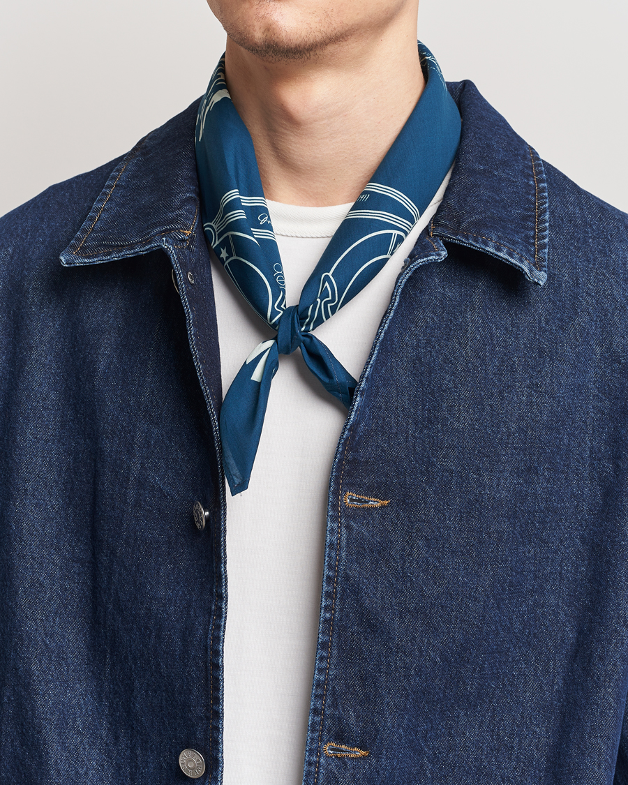 Men | Merz b. Schwanen Cotton Bandana Ink Blue | Merz b. Schwanen | Cotton Bandana Ink Blue