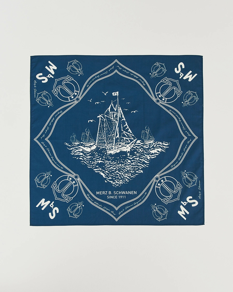 Men | Merz b. Schwanen Cotton Bandana Ink Blue | Merz b. Schwanen | Cotton Bandana Ink Blue