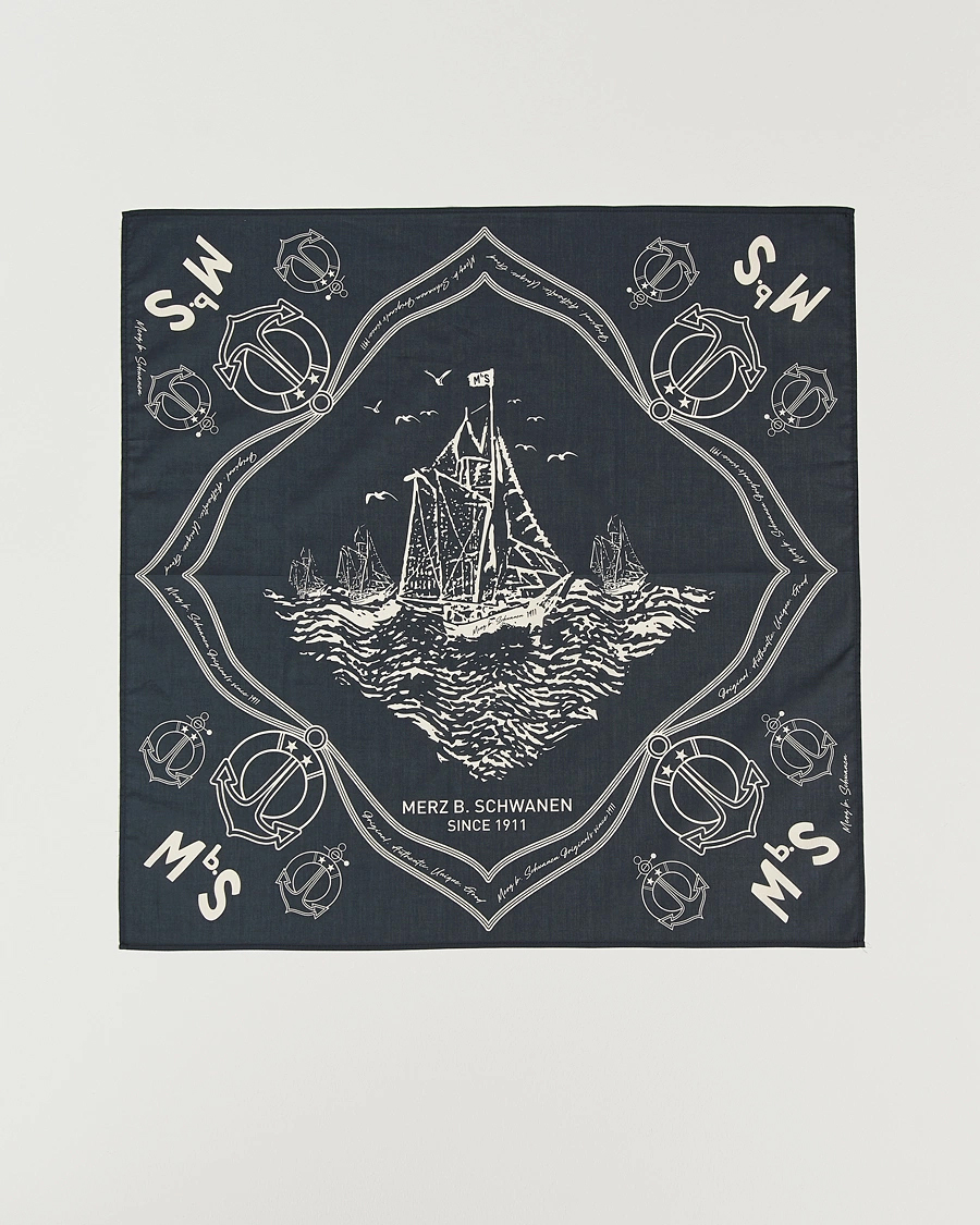 Men | Merz b. Schwanen Cotton Bandana Charcoal | Merz b. Schwanen | Cotton Bandana Charcoal