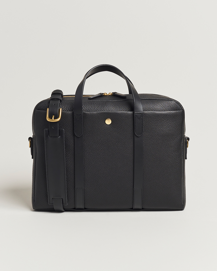 Men | Mismo Aspire Pebbled Leather Briefcase Black | Mismo | Aspire Pebbled Leather Briefcase Black