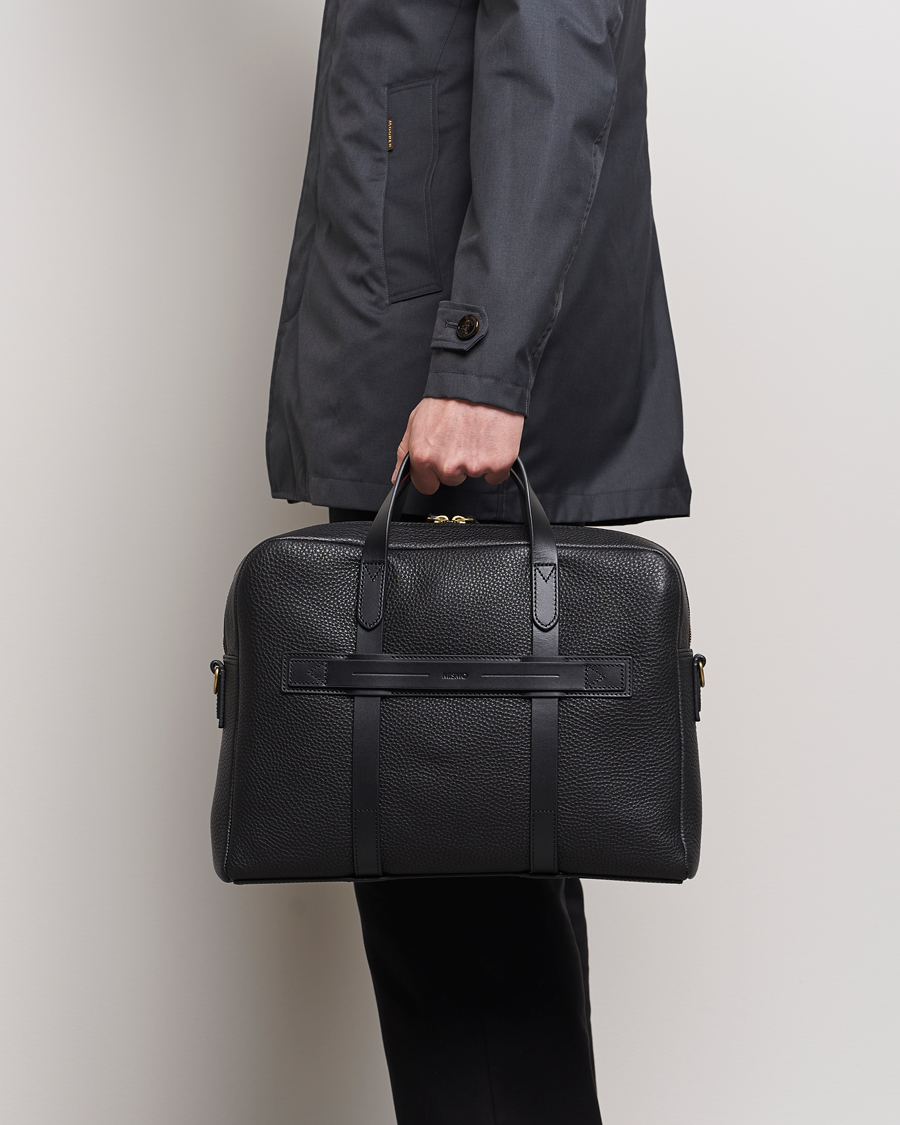 Men | Briefcases | Mismo | Aspire Pebbled Leather Briefcase Black