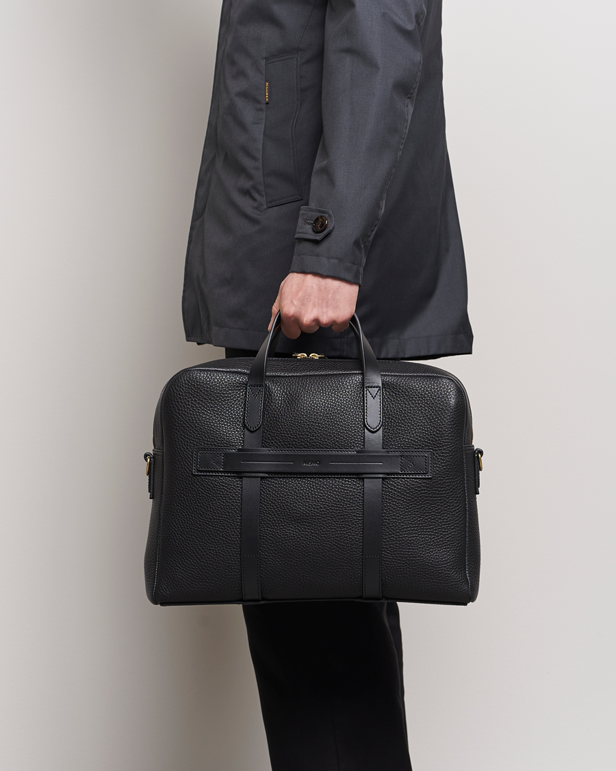 Men | Mismo Aspire Pebbled Leather Briefcase Black | Mismo | Aspire Pebbled Leather Briefcase Black