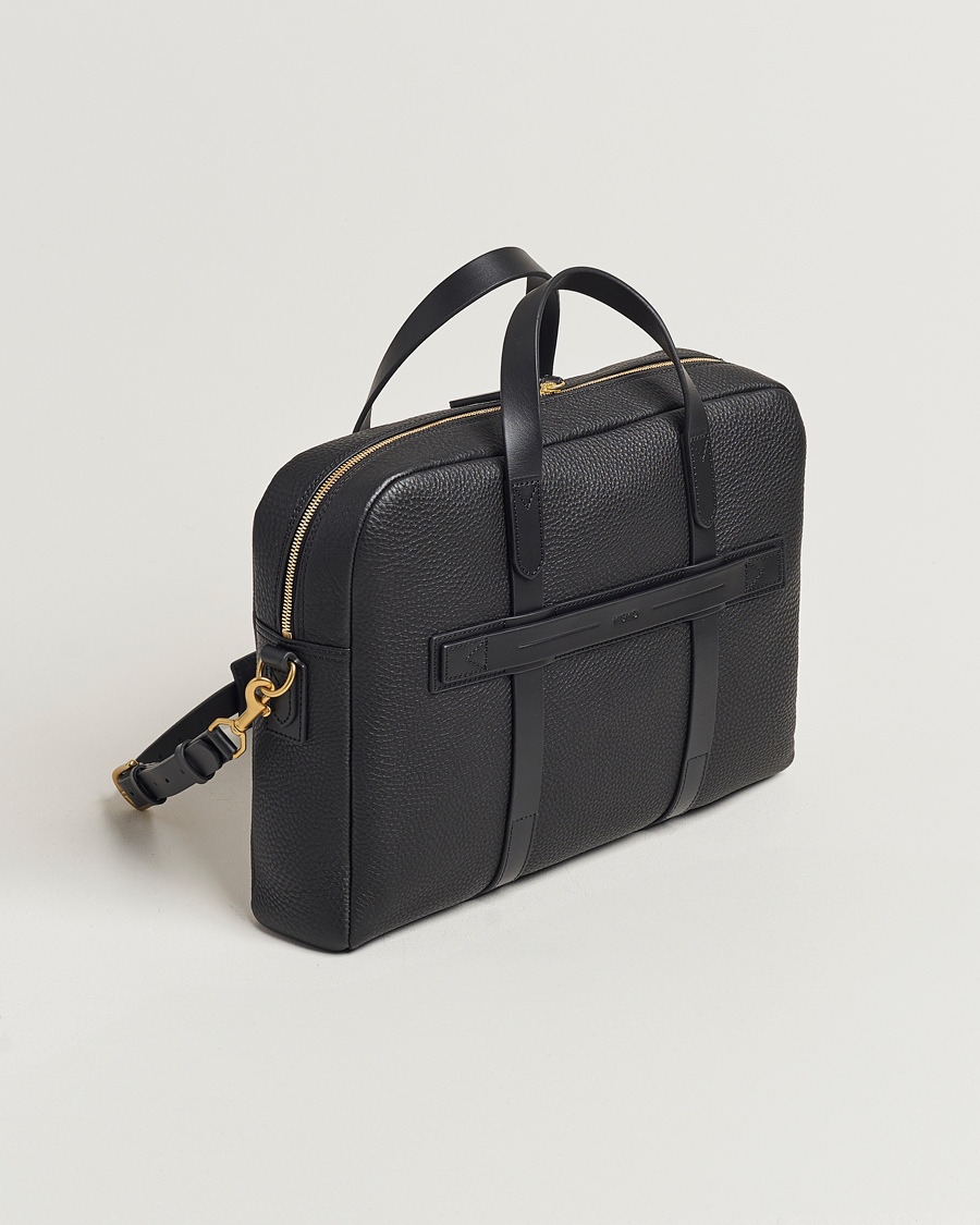 Men | Mismo Aspire Pebbled Leather Briefcase Black | Mismo | Aspire Pebbled Leather Briefcase Black