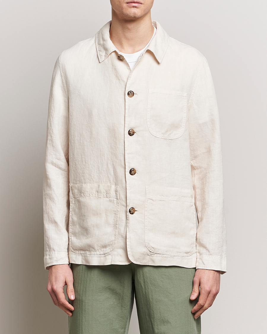 Men | Shirts | Altea | Linen Shirt Jacket Beige