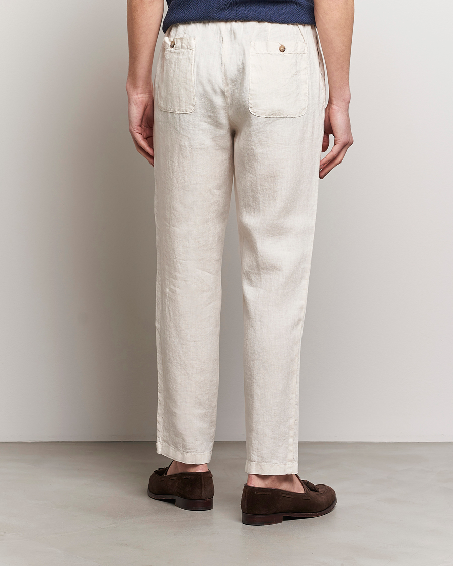 Men | Trousers | Altea | Linen Drawstring Pants Beige