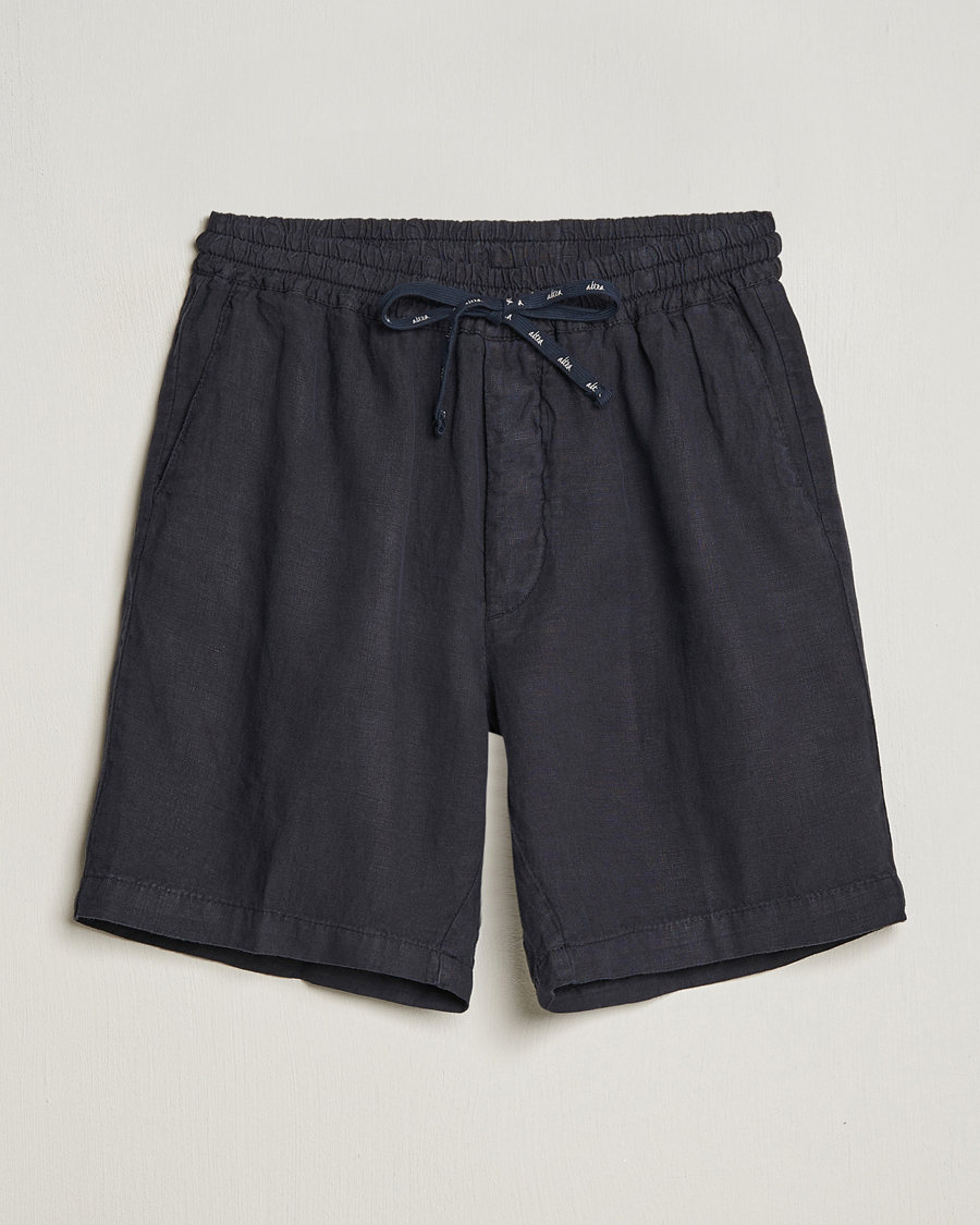 Men |  | Altea | Linen Drawstring Shorts Navy