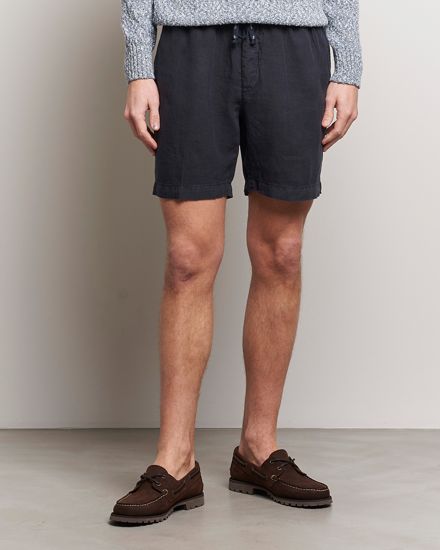 Men | The Linen Closet | Altea | Linen Drawstring Shorts Navy