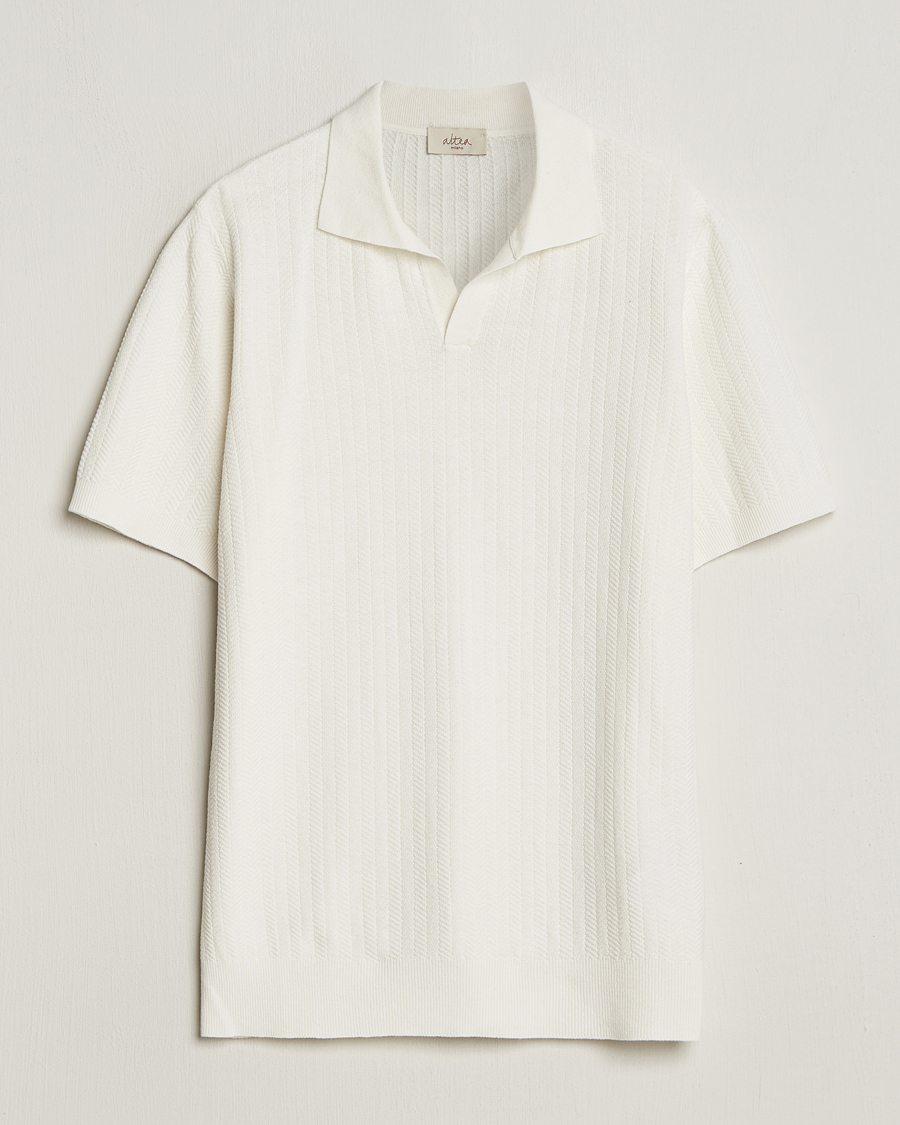 Men | Polo Shirts | Altea | Knitted Chevron Polo Off White