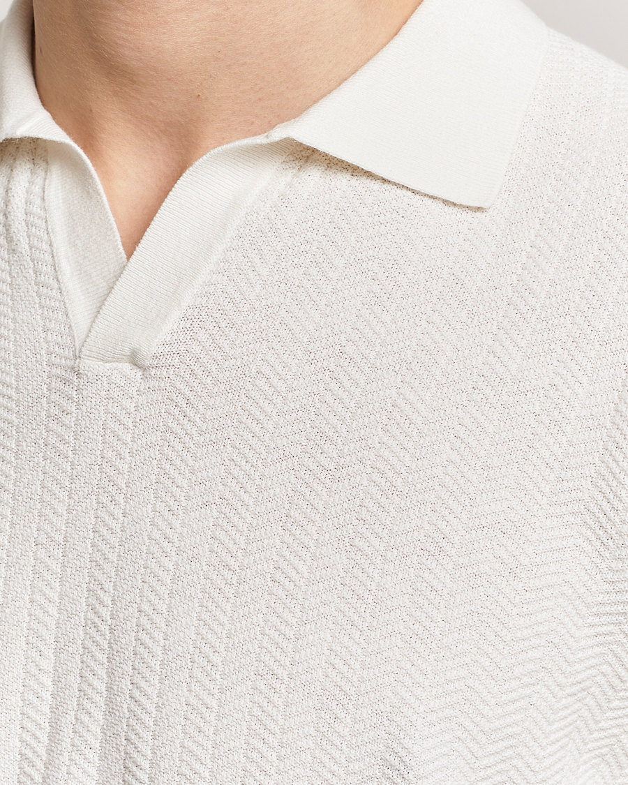 Men | Polo Shirts | Altea | Knitted Chevron Polo Off White