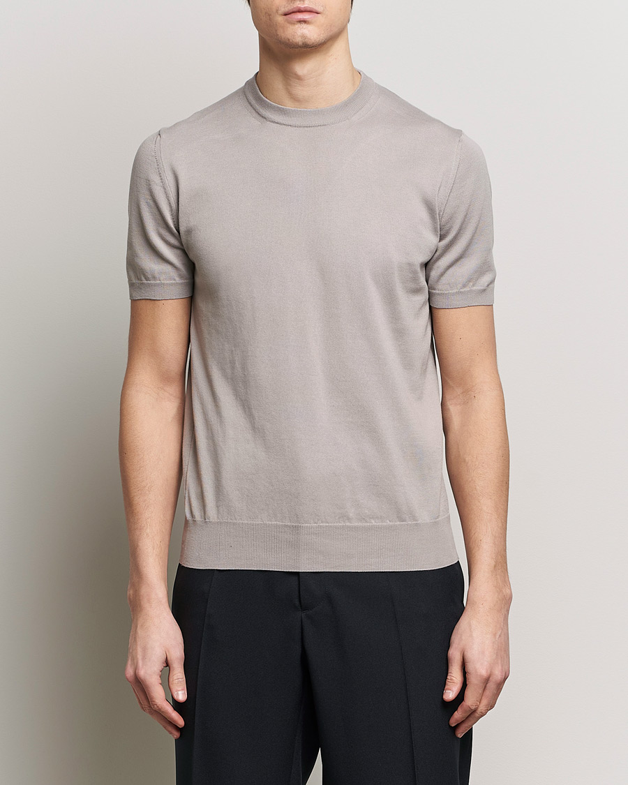 Men | Clothing | Altea | Extrafine Cotton Knit T-Shirt Taupe